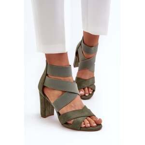 Dámské sandály na vysokém podpatku s ramínky, zelená Obissa