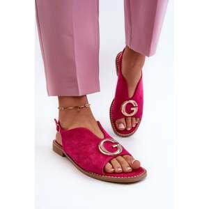 Elegantní dámské sandály se zdobením, Eco Suede S.Barski Fuchsia