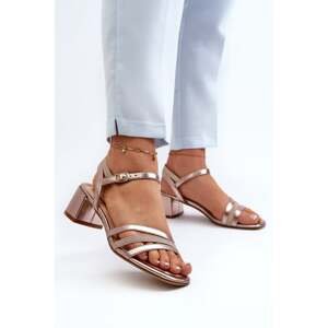 Dámské sandály na nízkém podpatku vyrobené z eko kůže Sergio Leone SK046 růžové zlato