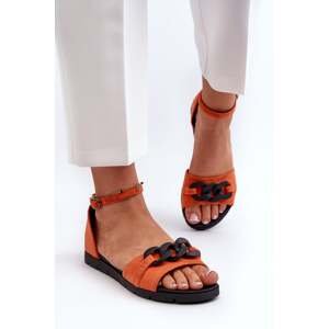 Dámské ploché sandály s řetízkem Vinceza oranžová