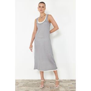 Trendyol Gray Plain Shift Double Layer Single Plate Maxi Dress
