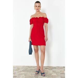 Trendyol Red Plain Bodycone Crepe Mini Woven Dress