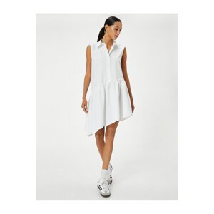 Koton Shirt Dress Asymmetrical Cut Sleeveless Buttoned Cotton Comfortable Cut