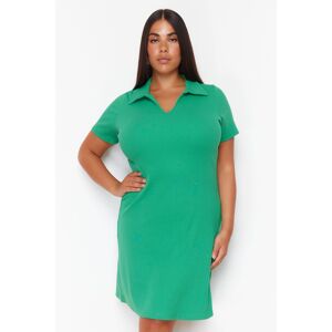 Trendyol Curve Green Polo Neck Midi Knitted Dress