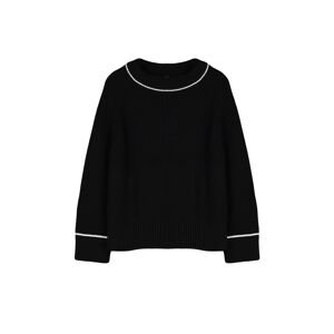 Trendyol Black Wide Fit Piping Detailed Knitwear Sweater