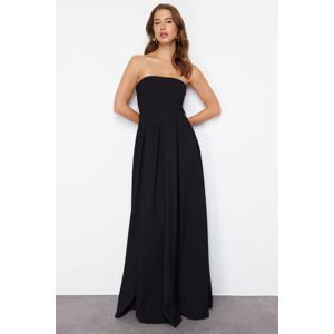 Trendyol Black A-Cut Strapless Woven Long Evening Dress
