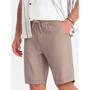 Ombre Men's linen blend short shorts - light brown