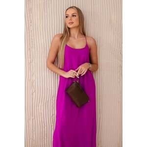 Dlouhé fialové letní šaty s ramínky