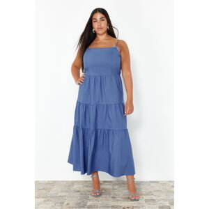 Trendyol Curve Blue Relaxed Woven Plus Size Dress