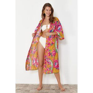 Trendyol Ethnic Patterned Belted Midi Woven 100% Cotton Kimono&Kaftan