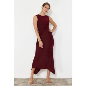 Trendyol Burgundy Fitted Woven Evening Dress