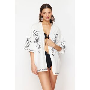 Trendyol White Woven Embroidered Kimona&Kaftan