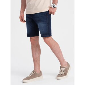 Ombre Men's denim short shorts with subtle washes - dark blue