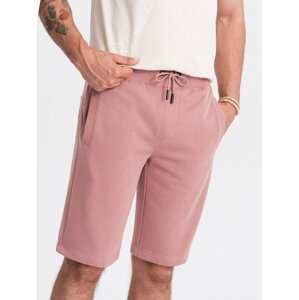 Ombre Men's BASIC cotton sweat shorts - dark pink