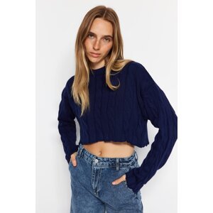 Trendyol Navy Blue Super Crop Hair Knit Sweater Sweater