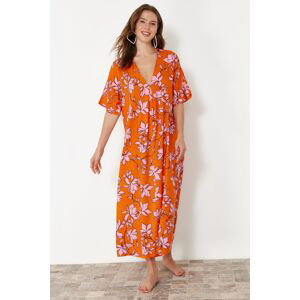 Trendyol Floral Patterned Wide Fit Midi Woven Beach Dress