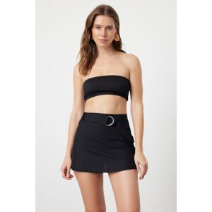 Trendyol Black Mini Woven Linen Blend Skirt