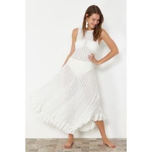 Trendyol White Fitted Maxi Knitted Beach Dress