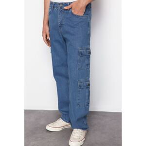 Trendyol Light Blue Cargo Pocket Wide Cut Jeans Loose Denim Trousers