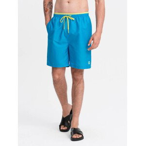 Ombre Men's swim shorts with two-tone welt - blue