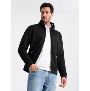 Ombre Men's jacket with high collar and fleece lining - black