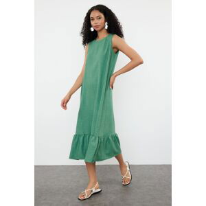 Trendyol Green Straight Cut Skirt Flounce Mini Woven Dress
