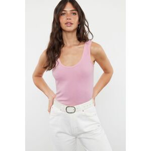 Trendyol Light Pink Fitted Pool Neck Ribbed Stretchy Knitted Undershirt