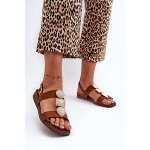 Dámské ploché sandály s ozdobami Sergio Leone Brown