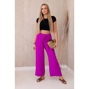 Kalhoty se širokým pasem tmavě fialové barvy
