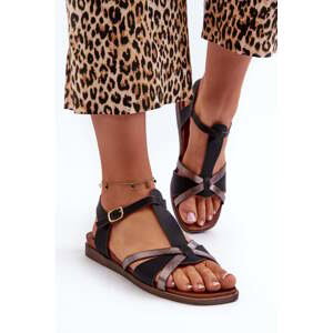 Dámské ploché sandály vyrobené z eko kůže Sergio Leone Black