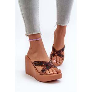 Dámské pantofle na klínku Ipanema High Fashion Slide Fem Brown
