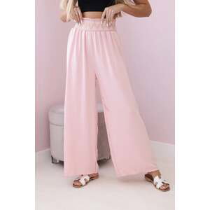 Kalhoty se širokým elastickým pasem pudrově růžové