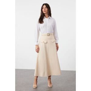 Trendyol Beige Gabardine Pocket Detailed Woven Skirt