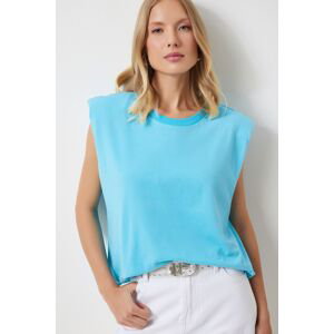 Happiness İstanbul Women's Vivid Blue Padded Sleeveless Knitted T-Shirt