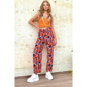 Trend Alaçatı Stili Women's Orange Patterned Woven Viscose Pants