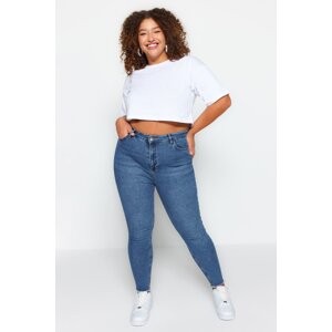 Trendyol Curve Blue Rise Waist Pocket Detailed Flexible Skinny Jeans