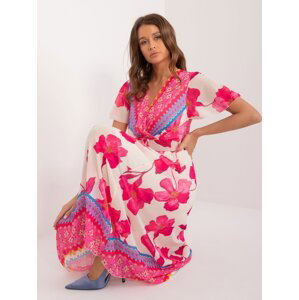Růžové a béžové dámské šaty s barevnými vzory