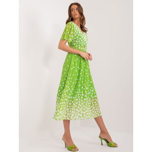 Světle zelené dámské puntíkované šaty s páskem