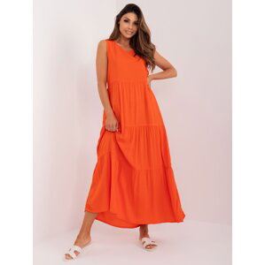 Oranžové maxi šaty s volány SUBLEVEL