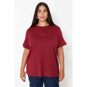 Trendyol Curve Claret Red Crew Neck Knitted T-Shirt