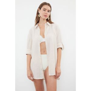 Trendyol Ecru Woven Linen Look Shirt