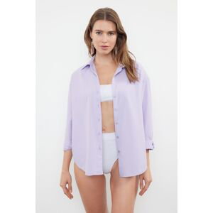 Trendyol Lilac*St Plain Weave 100% Cotton Shirt