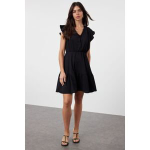 Trendyol Black Flat Button Waist Release Zero Sleeve Textured Stretchy Knitted Mini Dress
