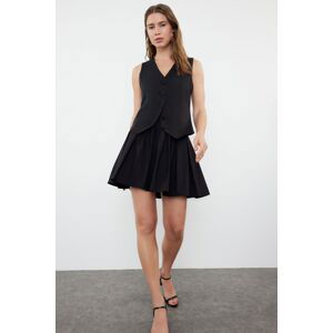 Trendyol Black Pleated Woven Mini Skirt