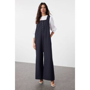 Trendyol Navy Blue Thick Strap Button Detailed Wide Leg Woven Jumpsuit