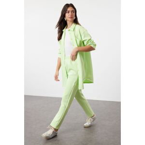 Trendyol Light Green Pocket Detailed Shirt-Pants Knitted Suit
