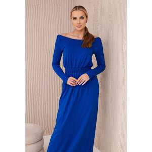Dámské viskózové šaty s dlouhým pasem - chpově modrá