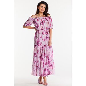 Awama Woman's Dress A504 Pink/Flowers