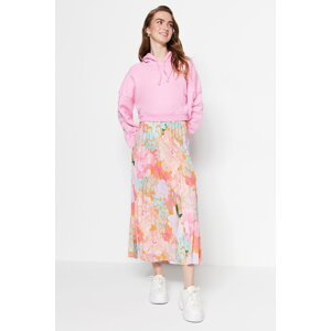 Trendyol Multi-Colored Floral Patterned Pleated, Elastic Waist Woven Skirt