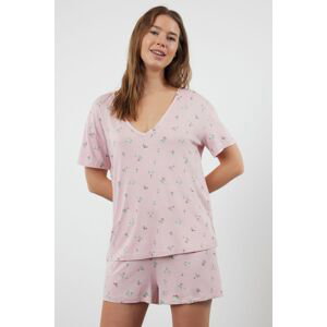 Trendyol Powder-Multicolored Floral Knitted Pajama Set